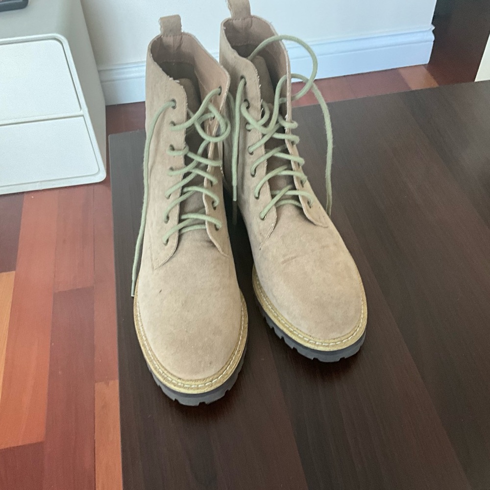 Tan Lace-Up Boots